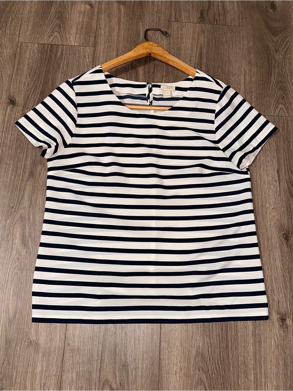 J. Crew Top Women’s Navy and White Striped Short Sleeve Tee